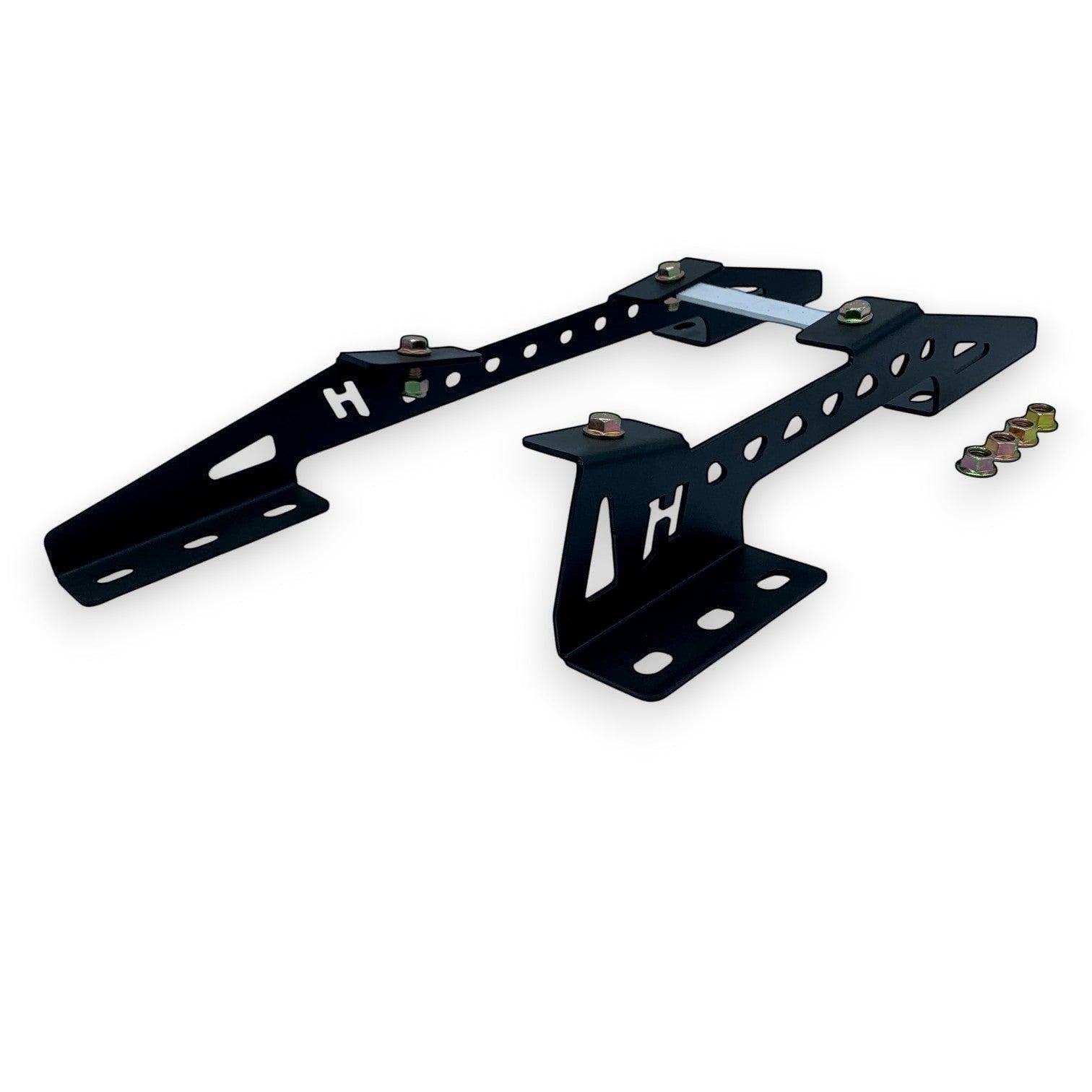 Henderson Race Shop black powder-coated steel seat mount brackets for Kirkey 38 and 55 series seats in GM S-series
