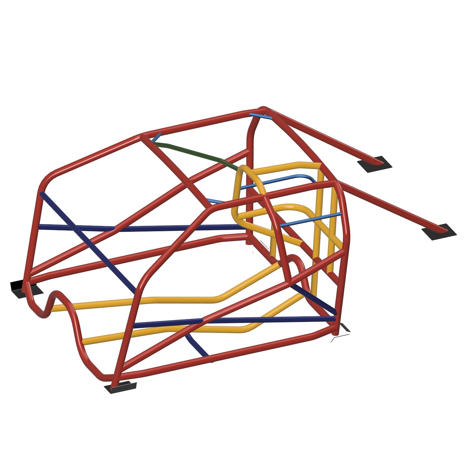 Henderson Race Shop Store 25.5 chromoly roll cage kit for 1982-1992 Camaro and Firebird with T-Tops in 3D CAD view.