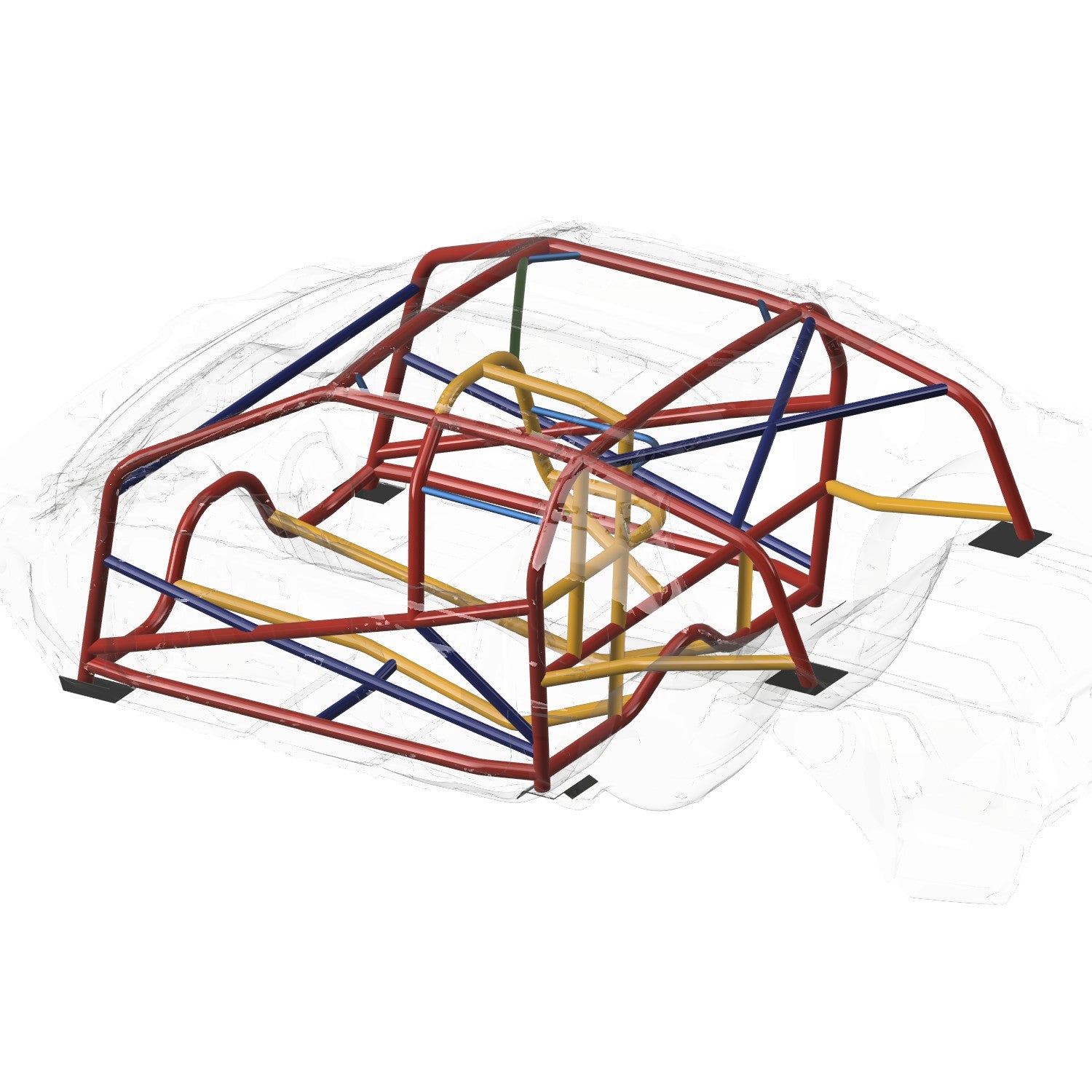 Henderson Race Shop Store 25.5 roll cage kit for 1982-1992 Camaro and Firebird with T-Tops in a 3D CAD design view