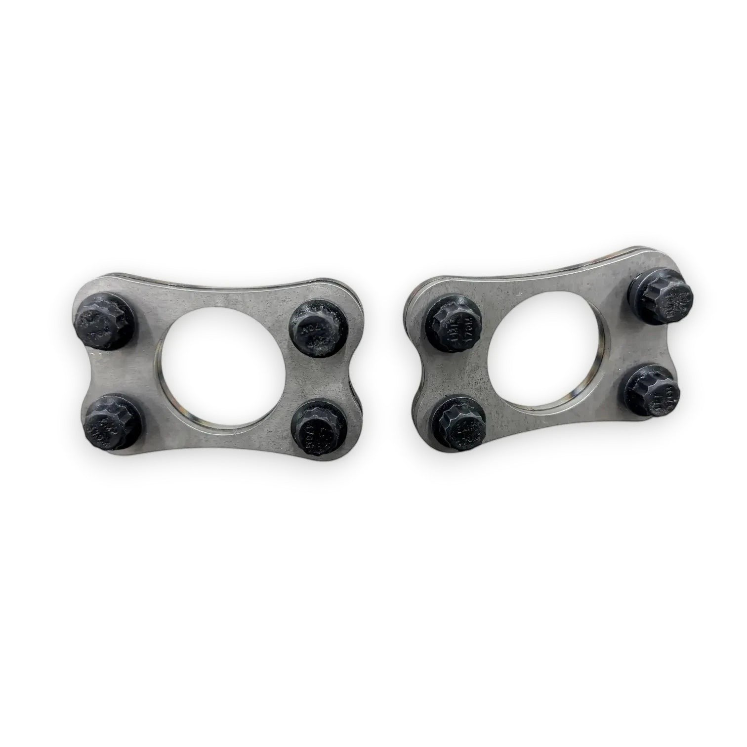 Henderson Race Shop Store 4 bolt crossmember flange kit with chromoly steel plates and black 12-point hardware