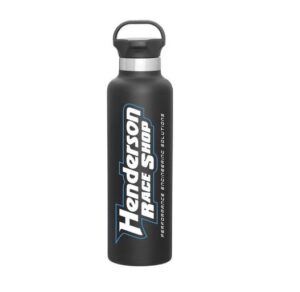 Henderson Race Shop Store 25 oz black stainless steel vacuum-sealed water bottle with a carry handle lid