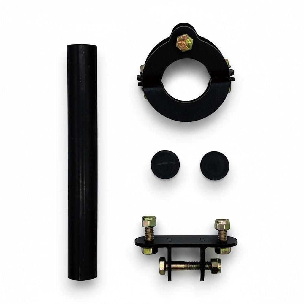 Henderson Race Shop Store bolt-on racing seat back brace kit with black powder-coated steel components and hardware.