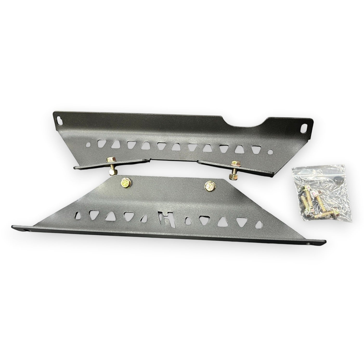 Henderson Race Shop Store black powder-coated steel seat mount brackets for Kirkey seats in C3 Corvettes with hardware