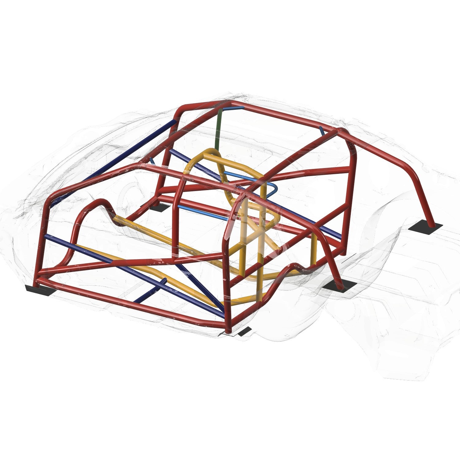 Henderson Race Shop Store 25.5 roll cage kit for 1982-1992 Camaro and Firebird with T-Tops shown in 3D CAD design.