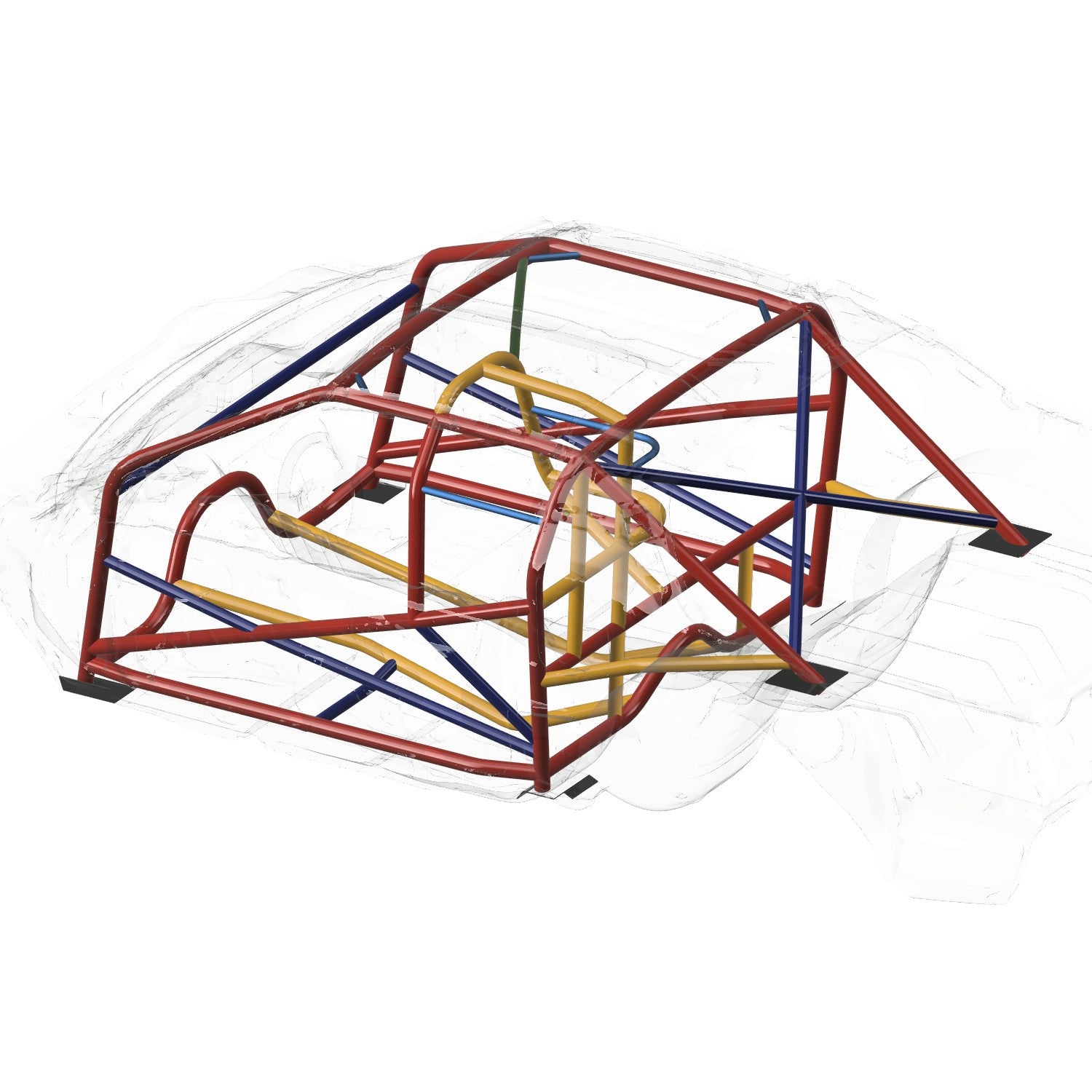 Henderson Race Shop Store 25.5 roll cage kit for 1982-1992 Camaro and Firebird, shown in a 3D CAD wireframe model.