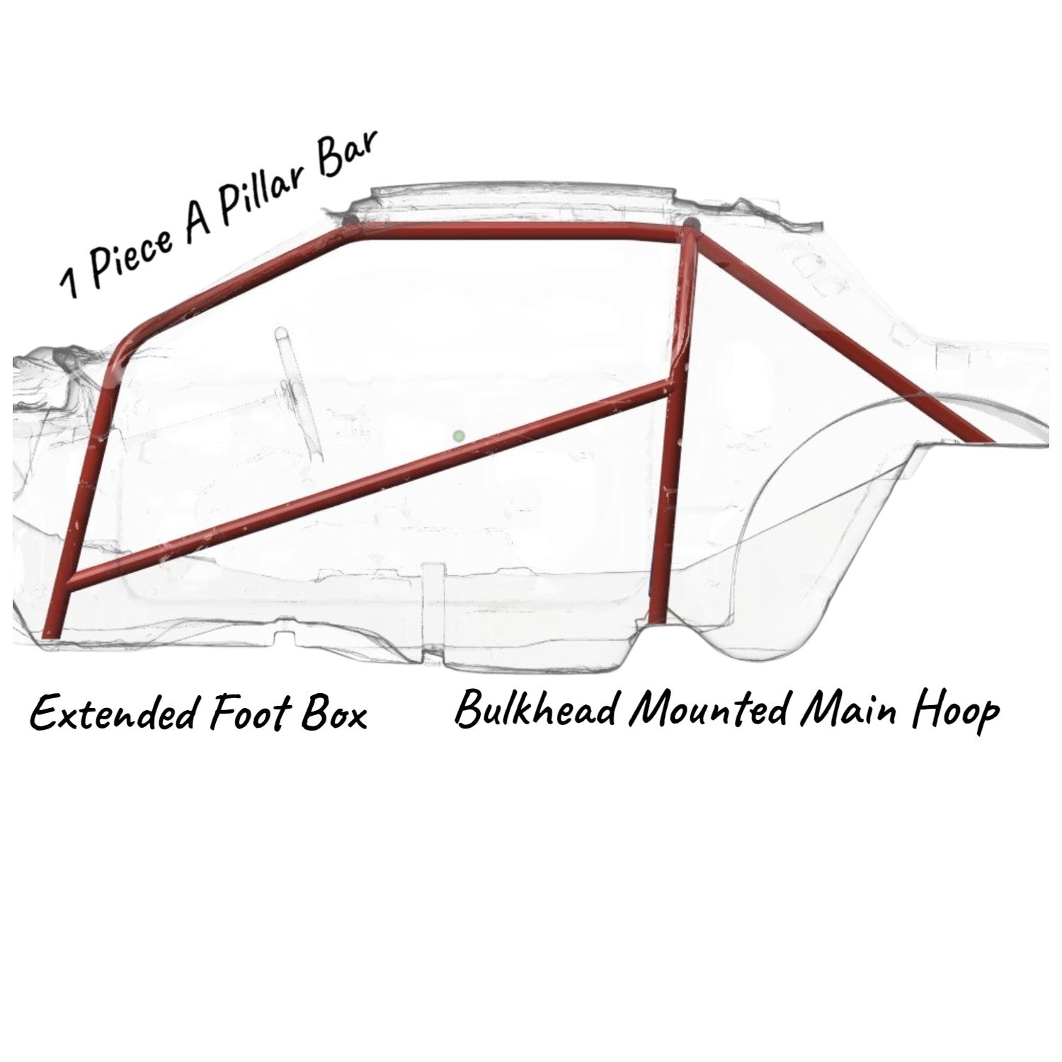 Henderson Race Shop Store 8.50 roll cage kit for 1982-1992 Camaro and Firebird with T-Tops and 1-piece A-pillar bars.