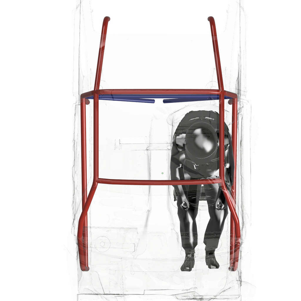 Henderson Race Shop Store 8.50 roll cage kit for 1971-1977 Chevy Vega shown in a CAD top-down view