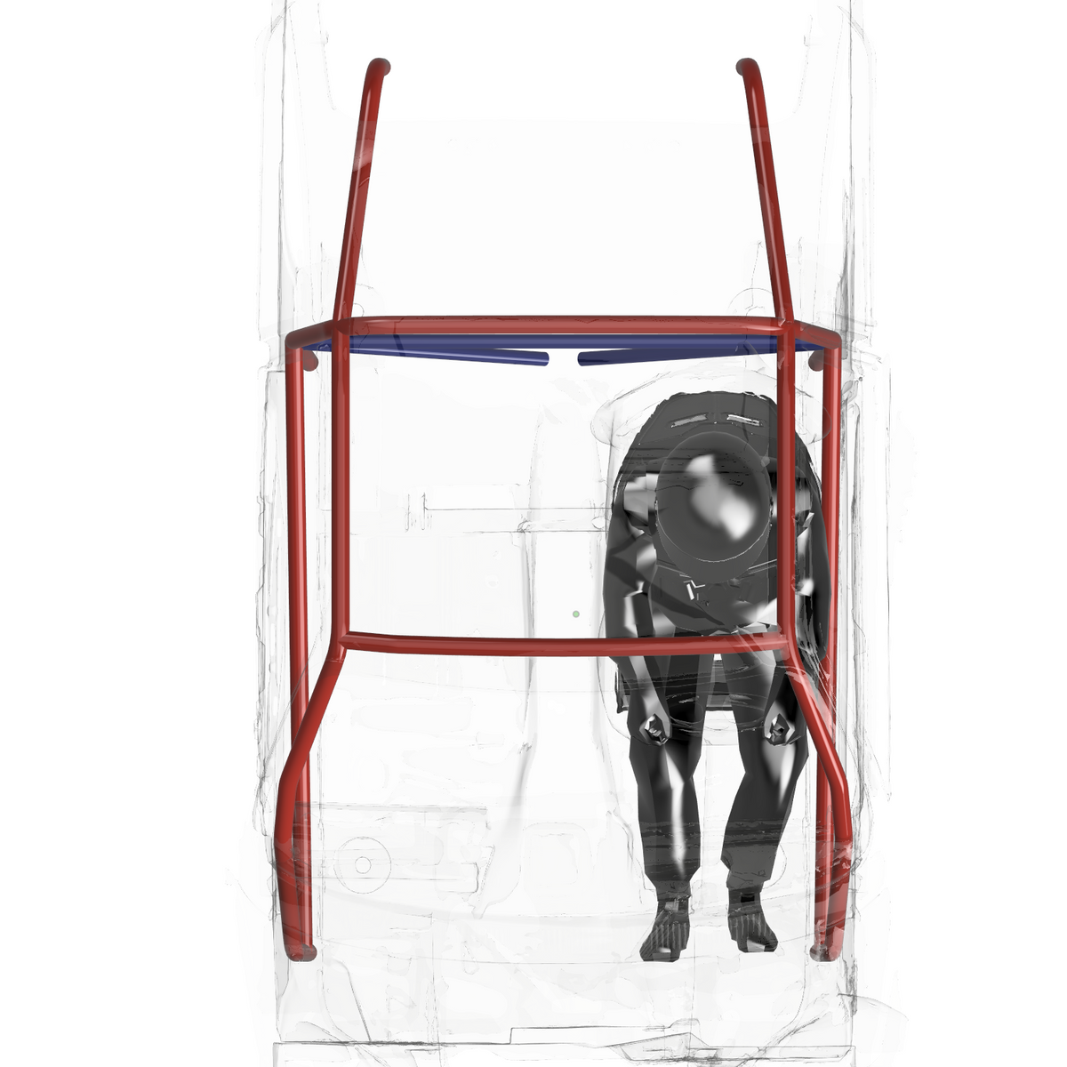 Henderson Race Shop Store 8.50 roll cage kit for 1971-1977 Chevy Vega shown in a CAD top-down view