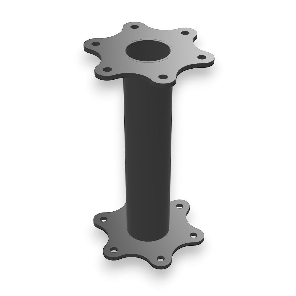 Henderson Race Shop Store chromoly steel steering column extension for drag racing with six-bolt adapter plates.