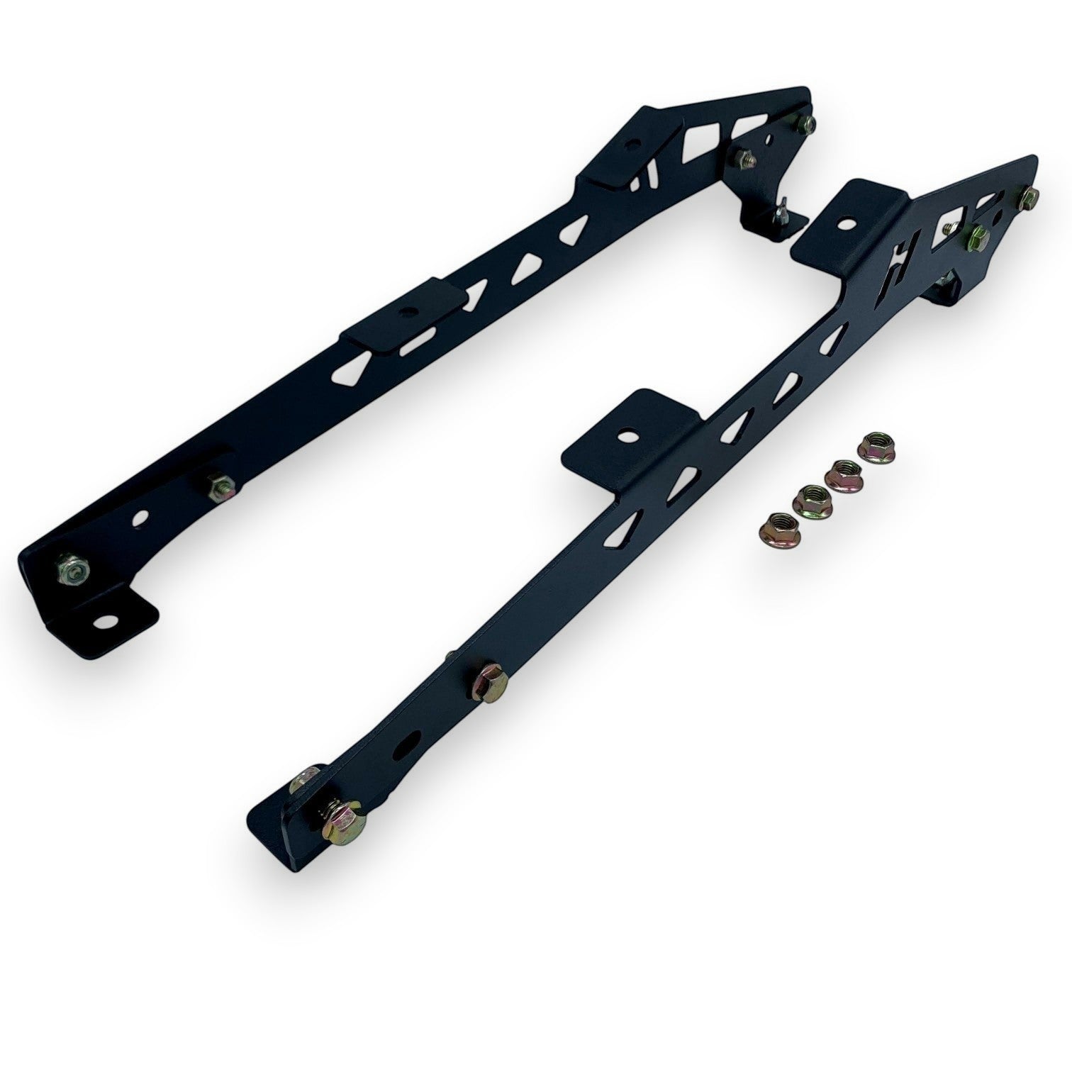 Henderson Race Shop Store black steel seat mount brackets for Kirkey seats in C5-C8 Corvettes with mounting hardware