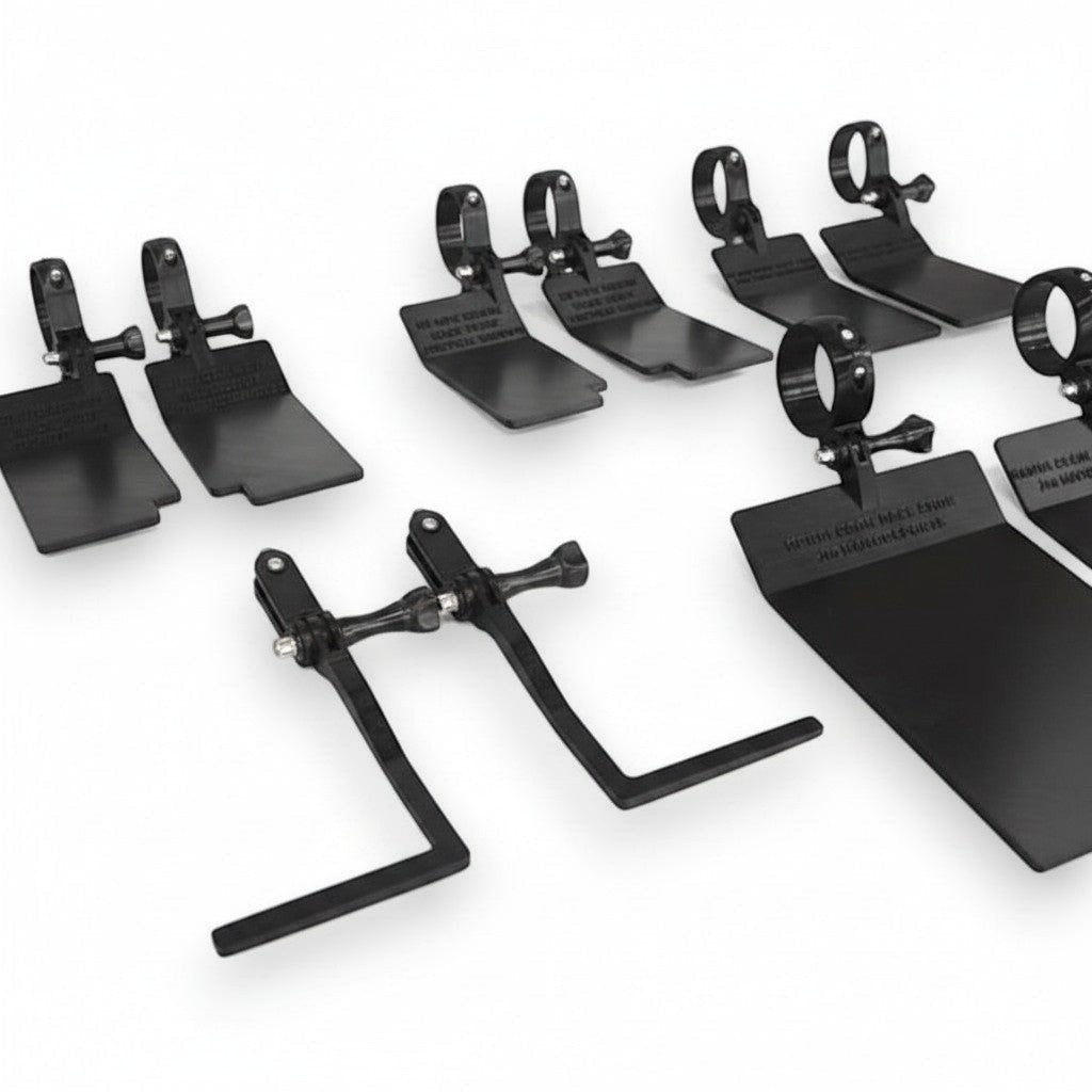 Henderson Race Shop Store custom black ASA drag racing blinders with mounting clamps and stainless steel hardware.