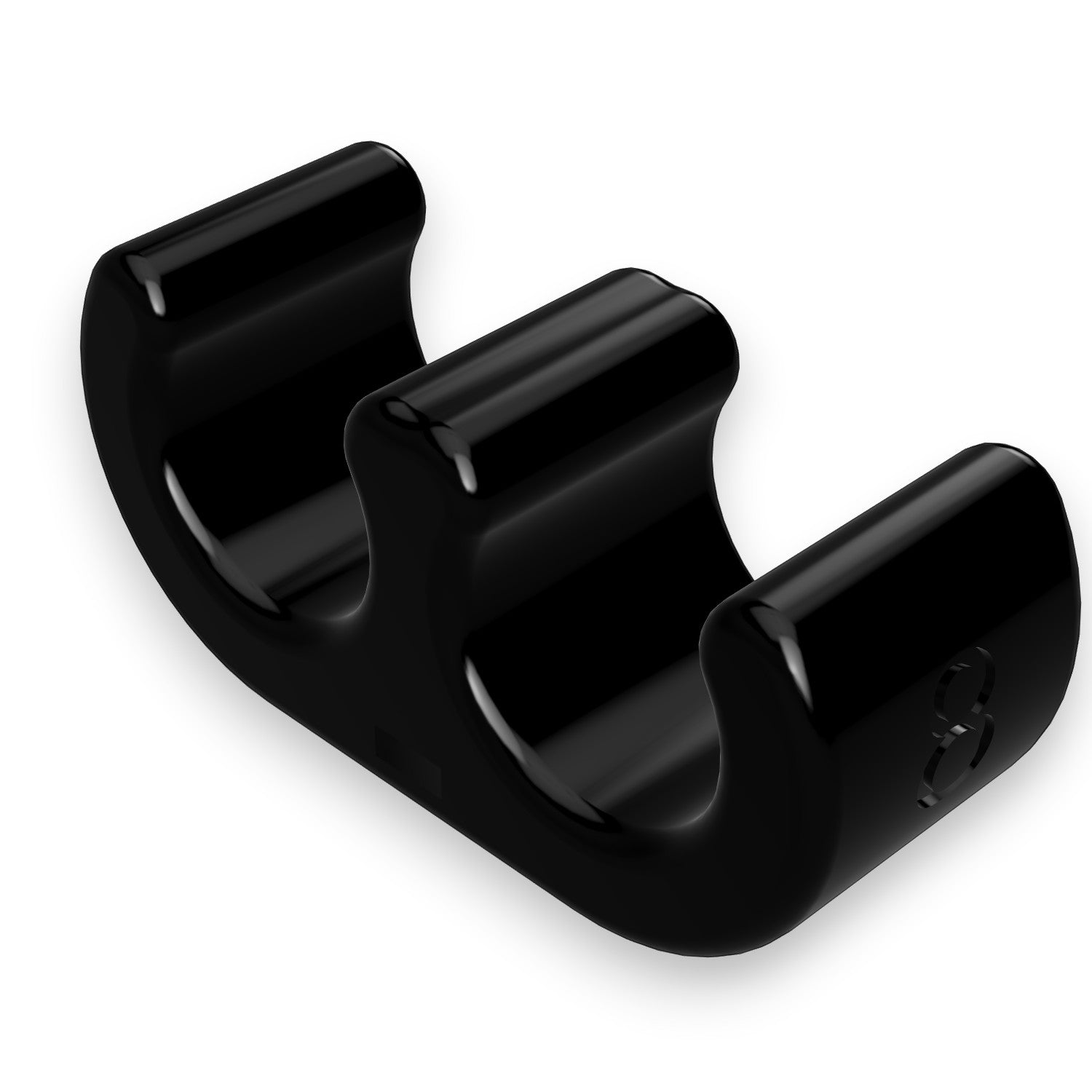 Henderson Race Shop Store black double floating AN hose clamp for organizing fuel and fluid lines in custom builds.