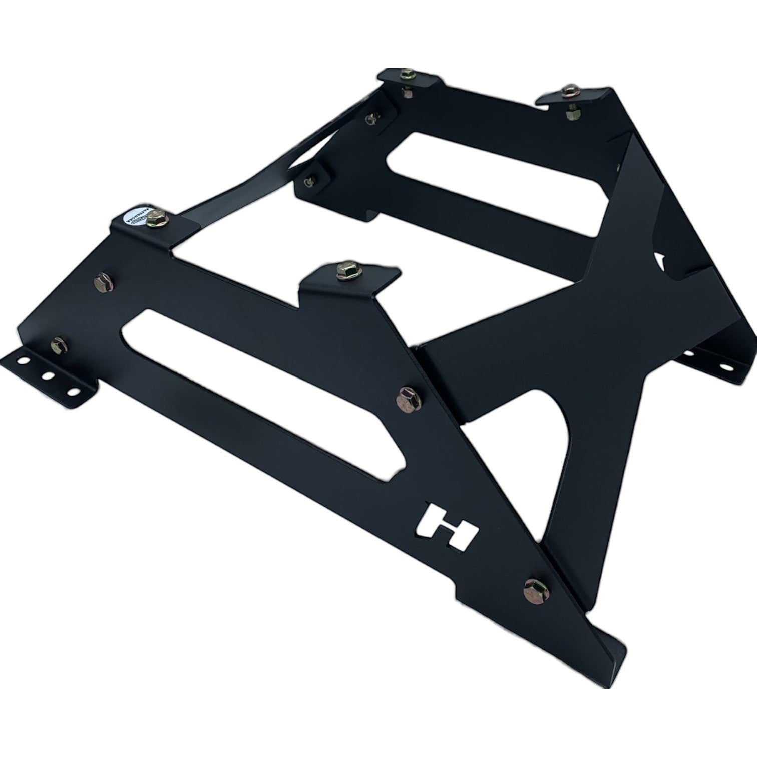 Henderson Race Shop Store black powder-coated steel seat mount brackets for 2015+ Ford F-150 Kirkey racing seats.