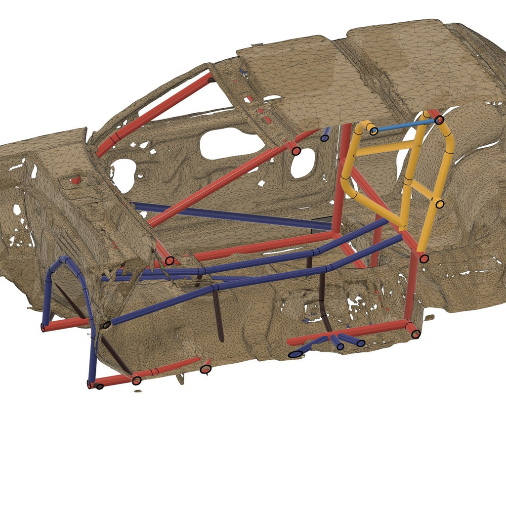 Henderson Race Shop Store 4130 chromoly double frame rail kit for 1979-1993 Fox body Mustang 25.2 roll cage assembly.