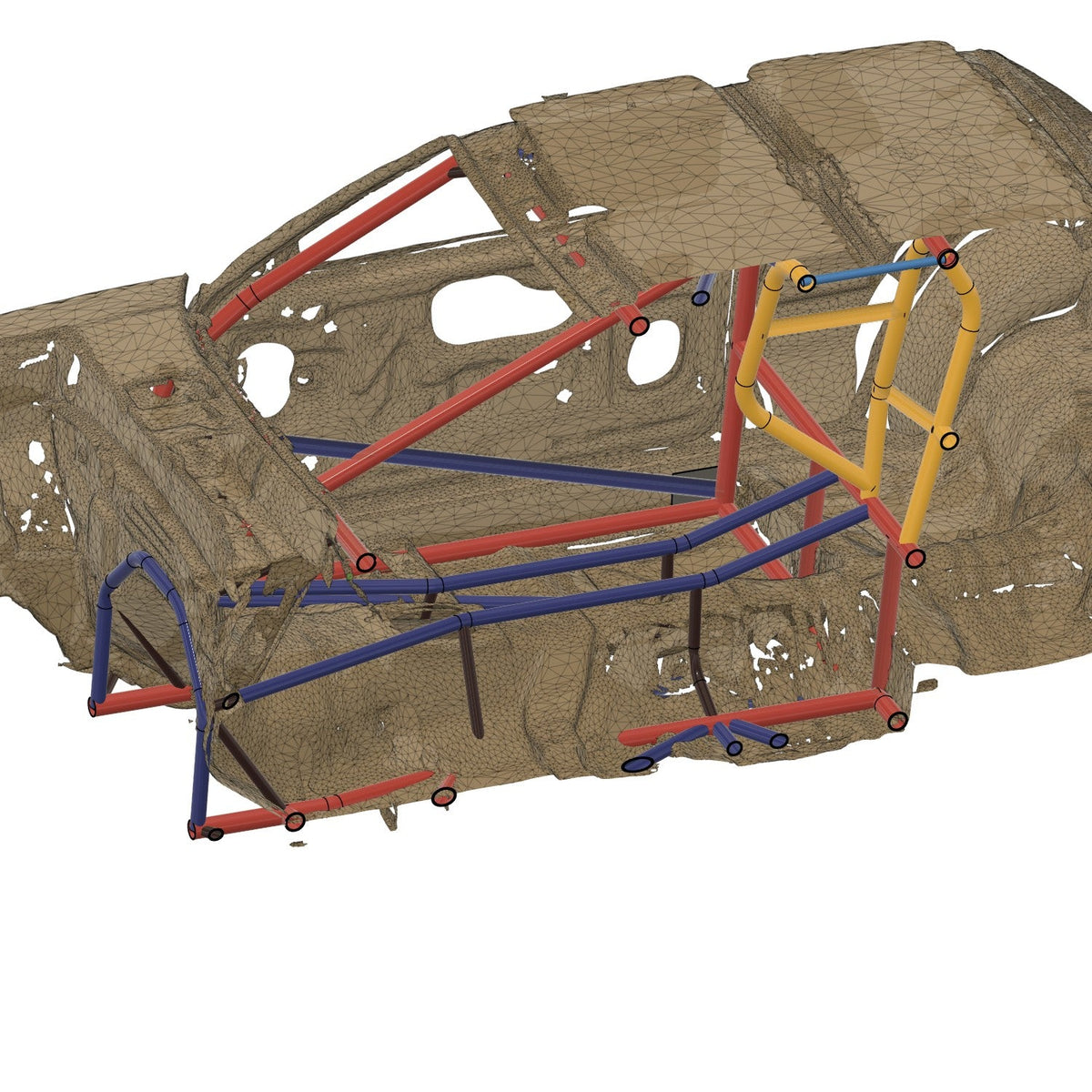 Henderson Race Shop Store 4130 chromoly double frame rail kit for 1979-1993 Fox body Mustang 25.2 roll cage assembly.