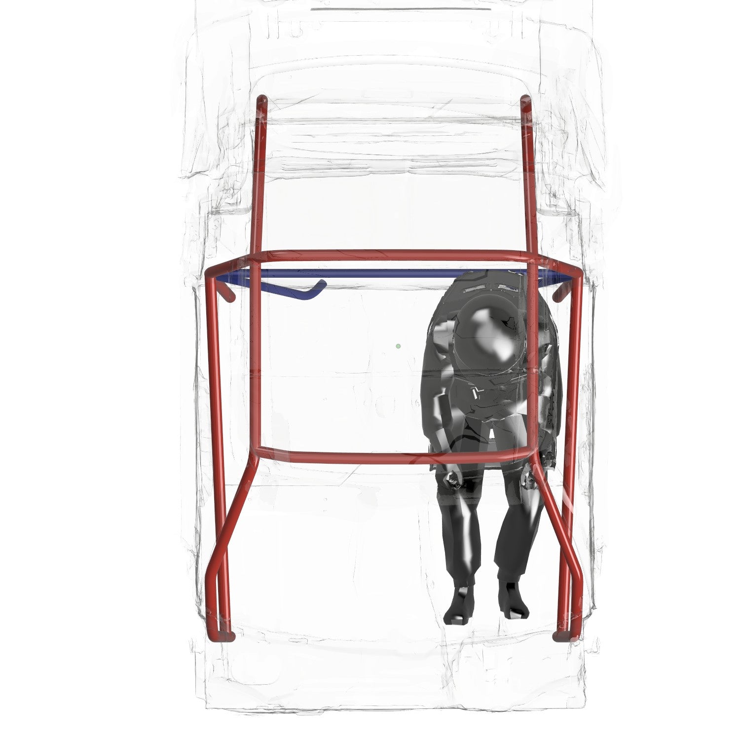 Henderson Race Shop Store 8.50 roll cage kit for 1979-1993 Fox Body Mustang convertible, shown in a CAD top-down view.