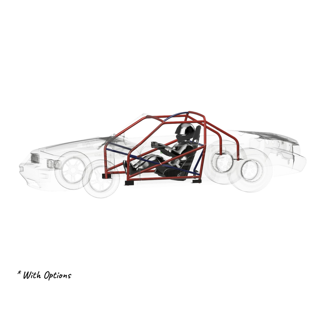 Henderson Race Shop Store 8.50 roll cage kit for 1979-1993 Fox Body Mustang convertible shown with optional bars