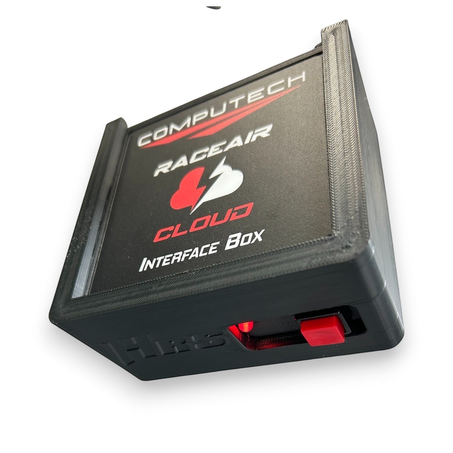 Henderson Race Shop Store black 3D printed wall mount for Computech RaceAir Cloud interface box with switch access