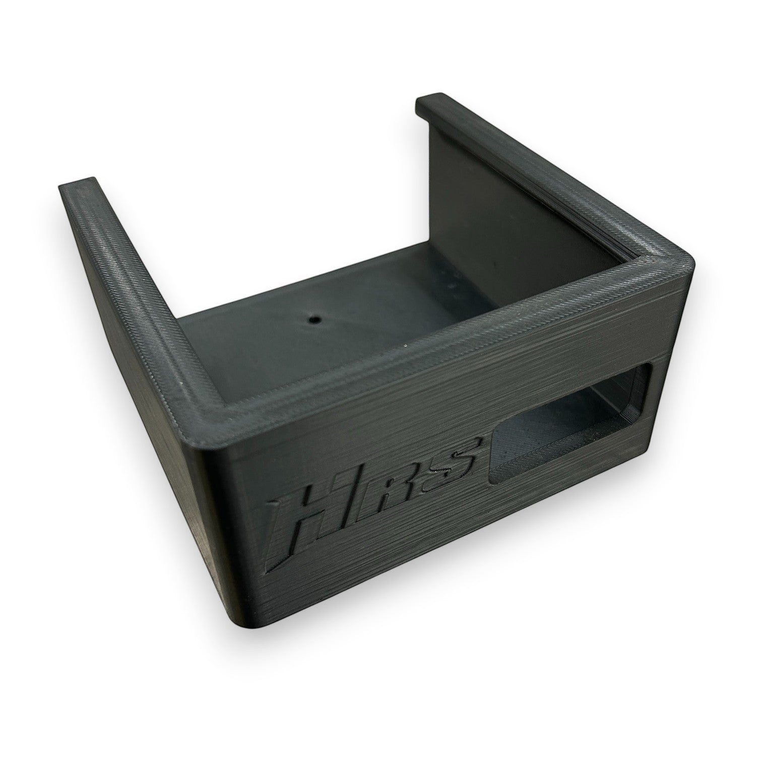 Henderson Race Shop Store black 3D printed wall mount for Computech RaceAir Cloud interface box with HRS logo