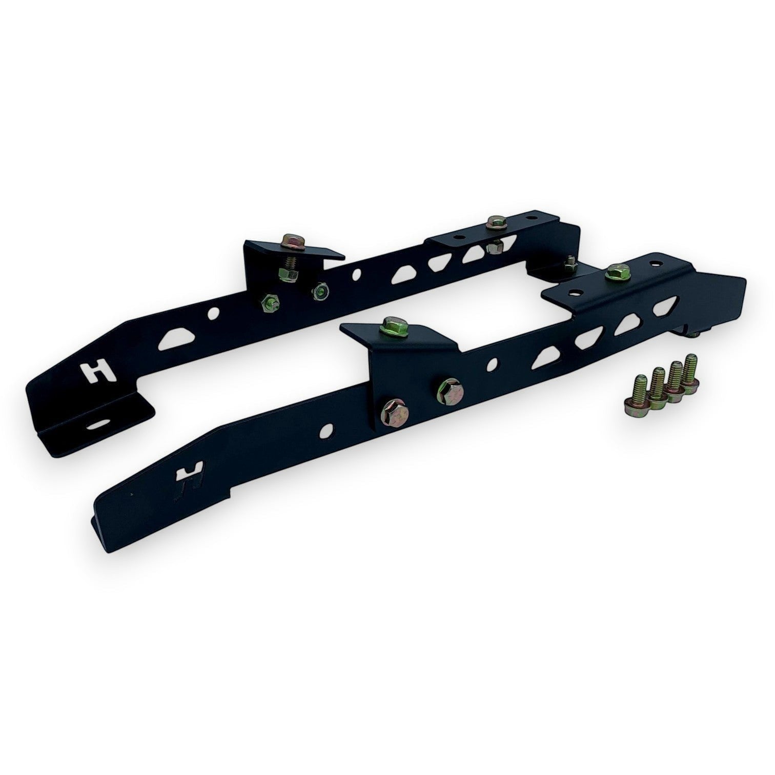 Henderson Race Shop Store black powder-coated steel seat mount brackets for Kirkey 38 and 55 series seats in 2nd gen cars.