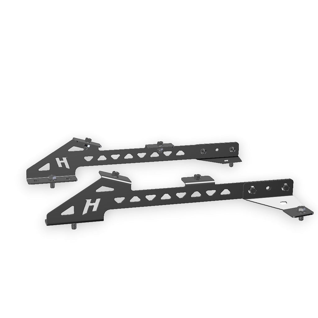 Henderson Race Shop Store black steel seat mount brackets for Kirkey racing seats in Ford Mustang S550 and S650