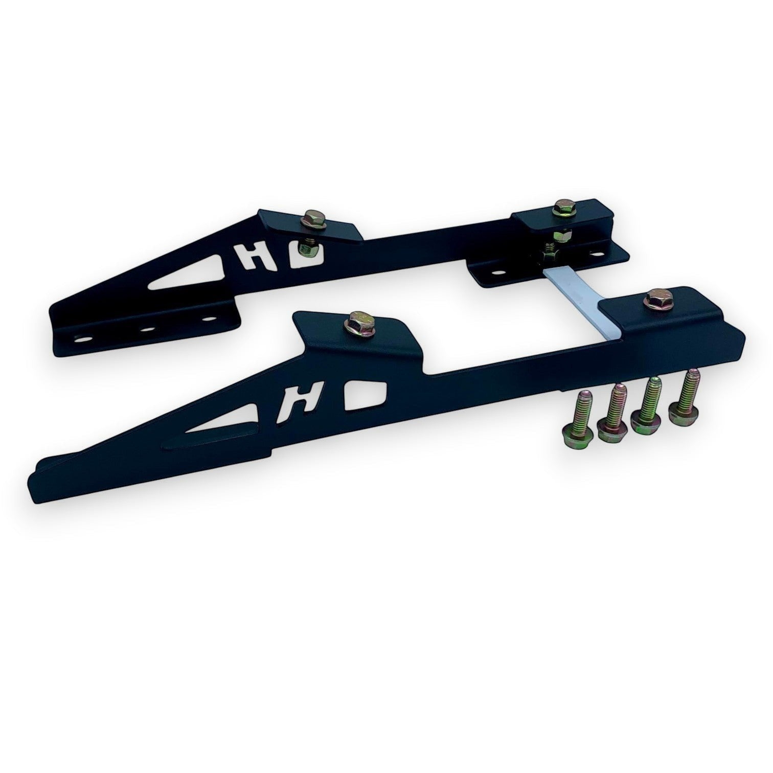 Henderson Race Shop Store black powder-coated steel seat mount brackets for 1964-1970 Ford Mustang with hardware