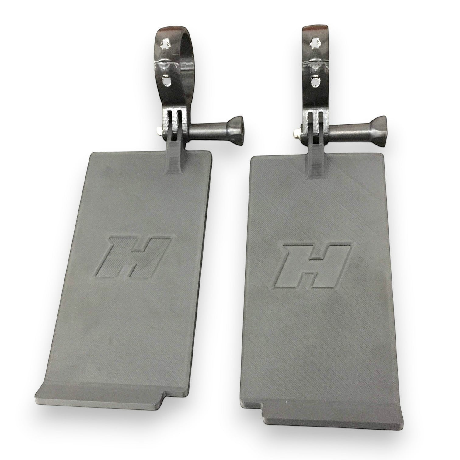Henderson Race Shop Store notched whole tree blinder set in grey ASA plastic with adjustable roll cage mounts.