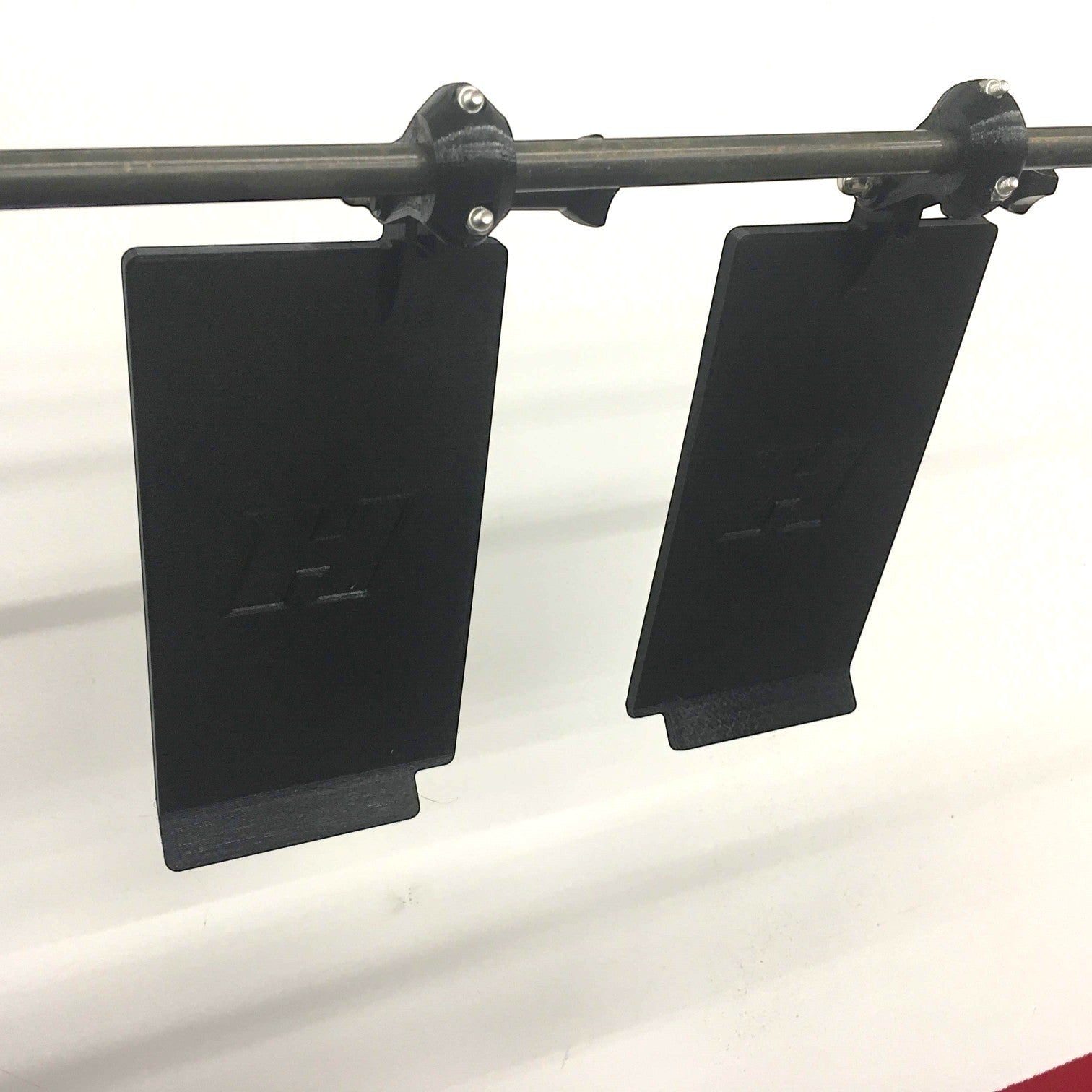 Henderson Race Shop Store notched whole tree blinder set in black ASA plastic mounted on a 3/8 inch tube for drag racing