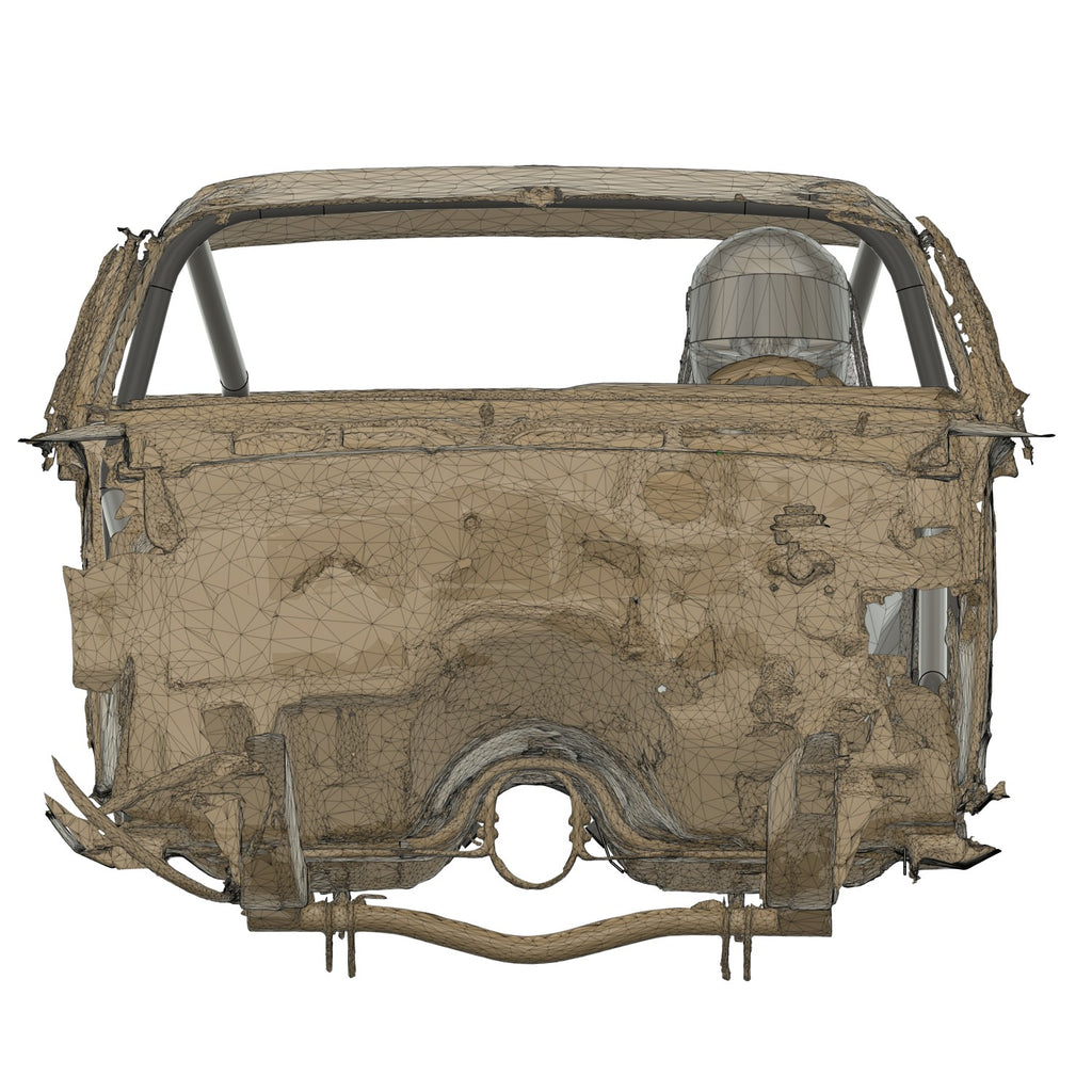 Henderson Race Shop Store 3D CAD scan wireframe model of a 1968-1974 Nova interior with roll bar cage installed