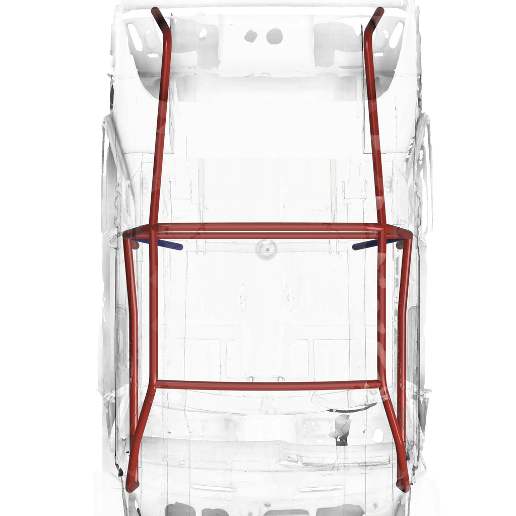 Henderson Race Shop Store 8.50 roll cage kit for 1968-1974 Nova shown in a top-down CAD wireframe view.