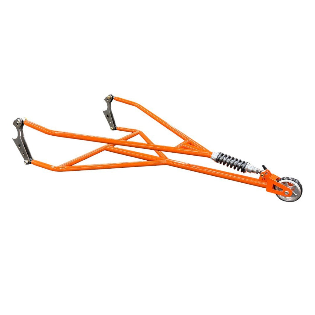 Henderson Race Shop Store orange chromoly single wheelie bar with heavy duty spring slider for drag racing cars