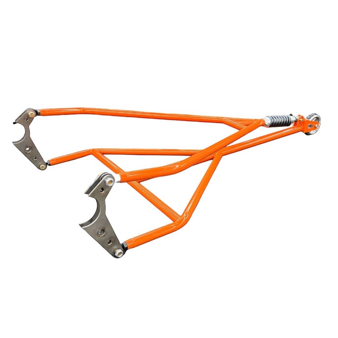Henderson Race Shop Store orange chromoly single wheelie bar with heavy duty spring slider for drag racing cars