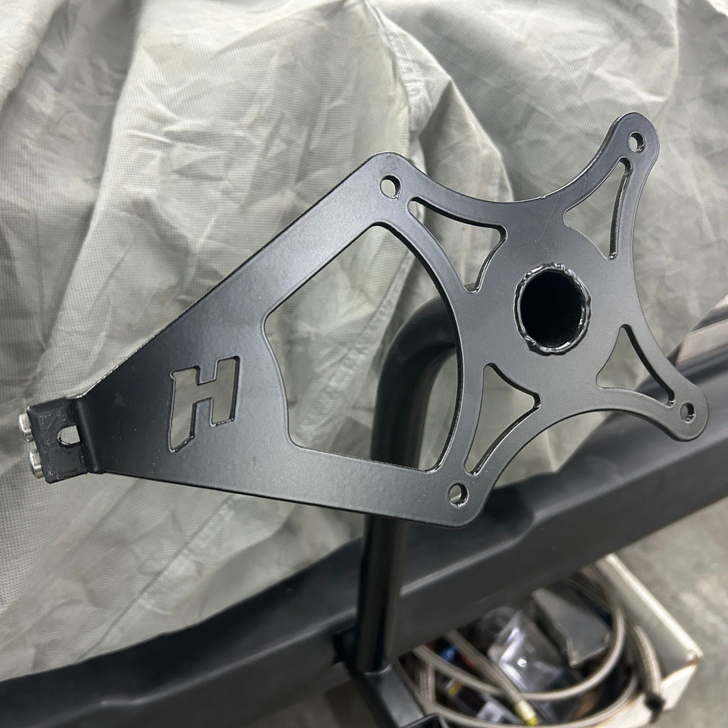 Henderson Race Shop Store chromoly parachute mount plate with integrated cable clamp for 1.25 inch tubing