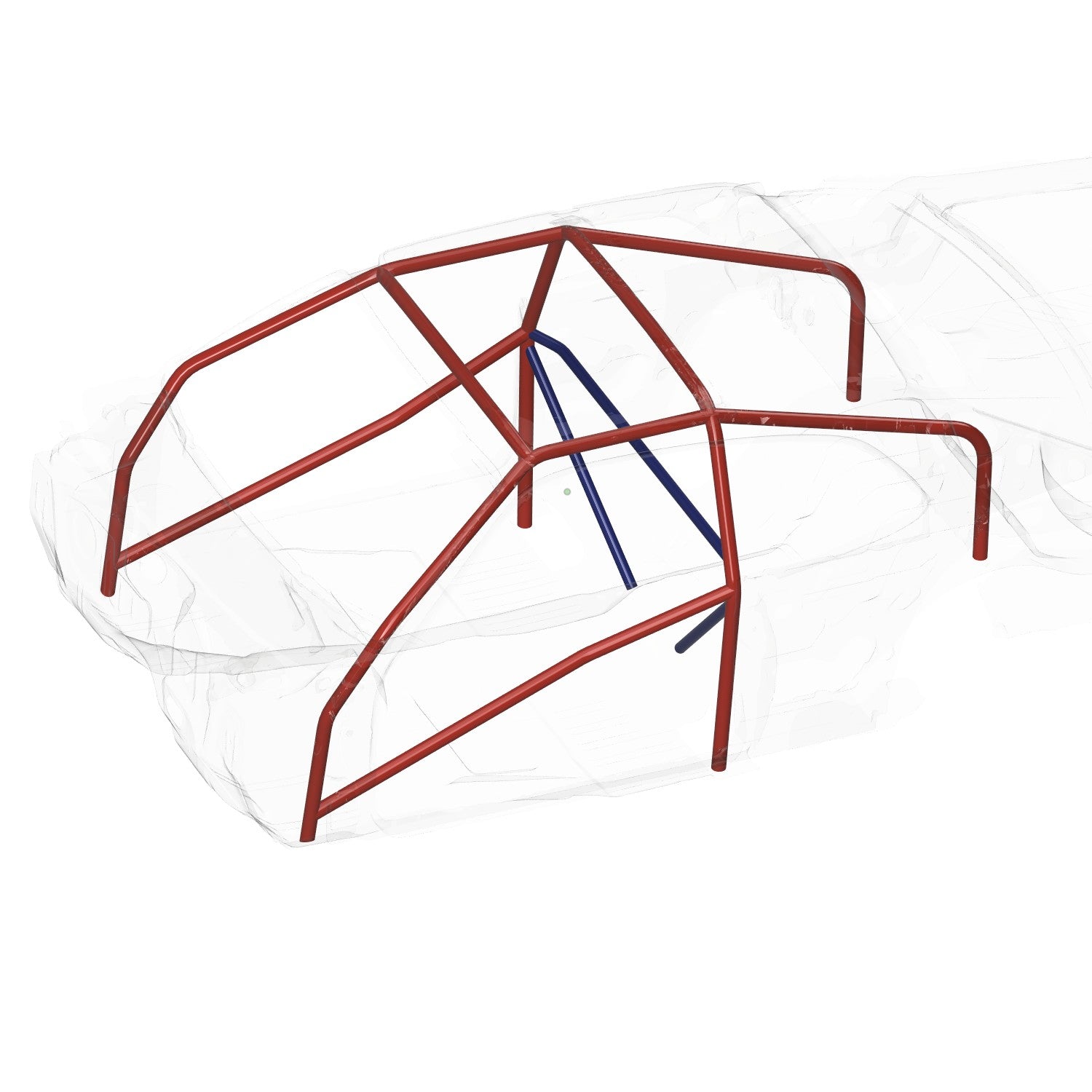 Henderson Race Shop Store 8.50 roll cage kit for Plymouth Duster and Dodge Demon with red and blue steel tubing