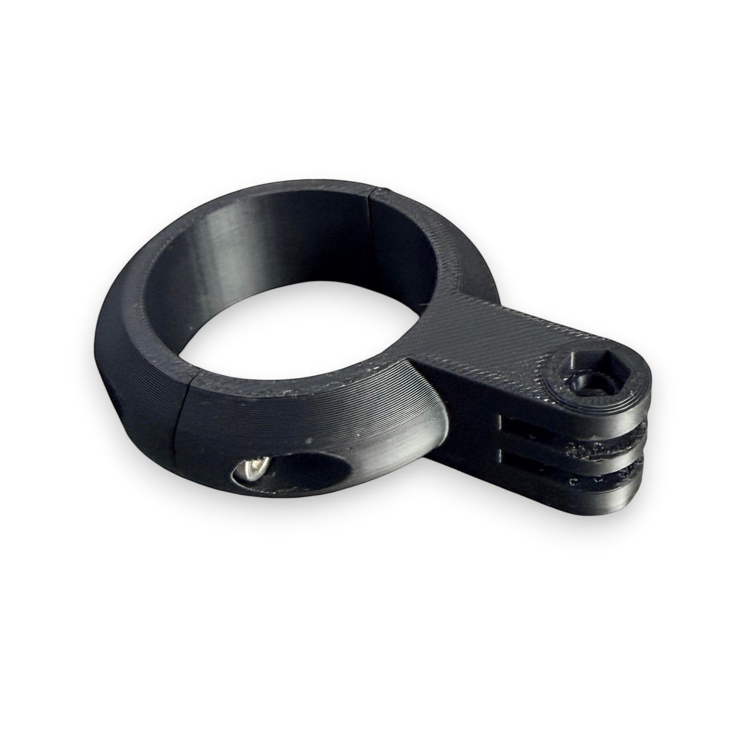 Henderson Race Shop Store 3D printed black roll cage clamp with GoPro mounting fitting for dragy or action cameras.