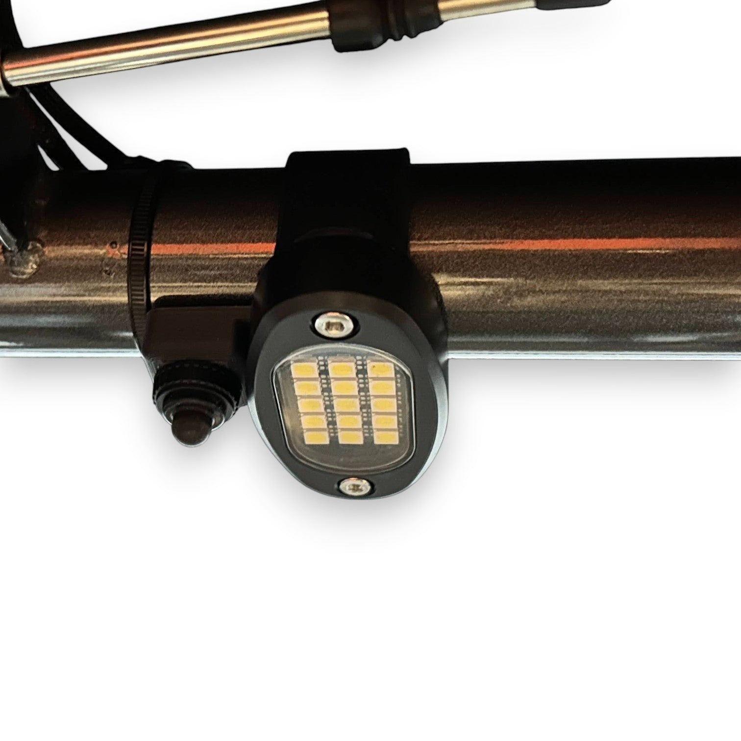 Henderson Race Shop Store roll cage LED light with 15-SMD white bulb mounted on a black tube with a waterproof switch