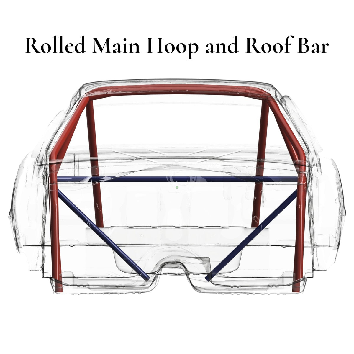 Henderson Race Shop Store 8.50 roll cage kit featuring a rolled main hoop and roof bar for Plymouth Duster and Dodge Demon