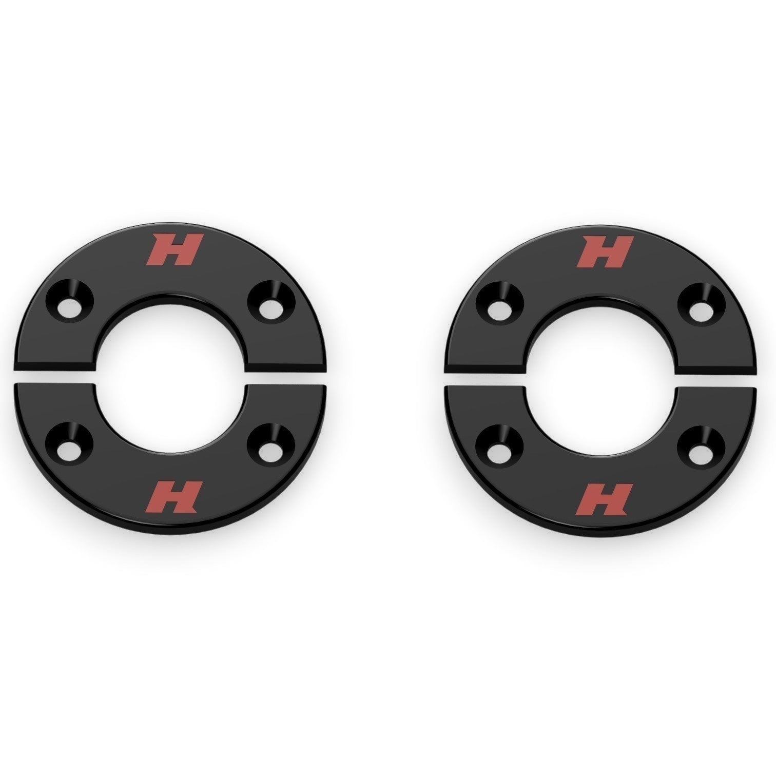 Henderson Race Shop Store black roll cage trim plates for a clean finish on rear deck support bars, sold as a pair.