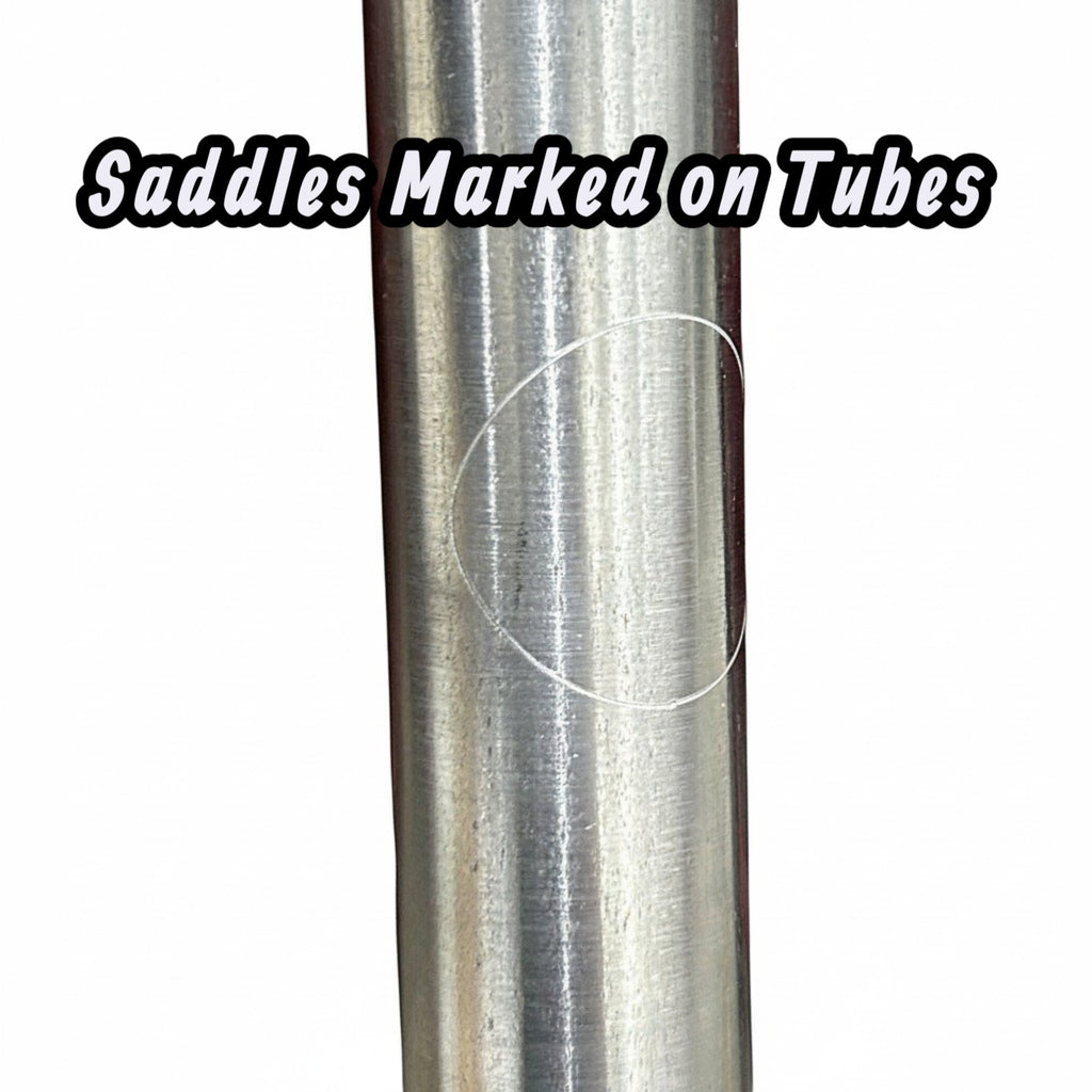 Henderson Race Shop Store roll cage tube featuring a laser-etched saddle mark for precise alignment and installation