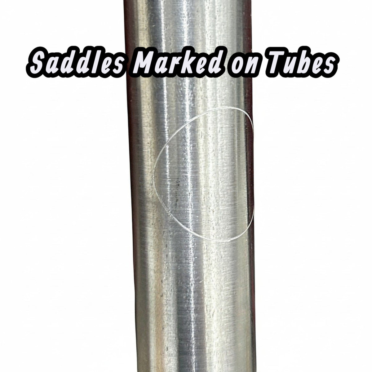 Henderson Race Shop Store roll cage tube featuring a laser-etched saddle mark for precise alignment and installation