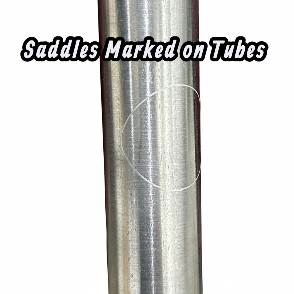 Henderson Race Shop Store 4130 chromoly roll cage tube with laser-etched saddle mark for precise assembly alignment