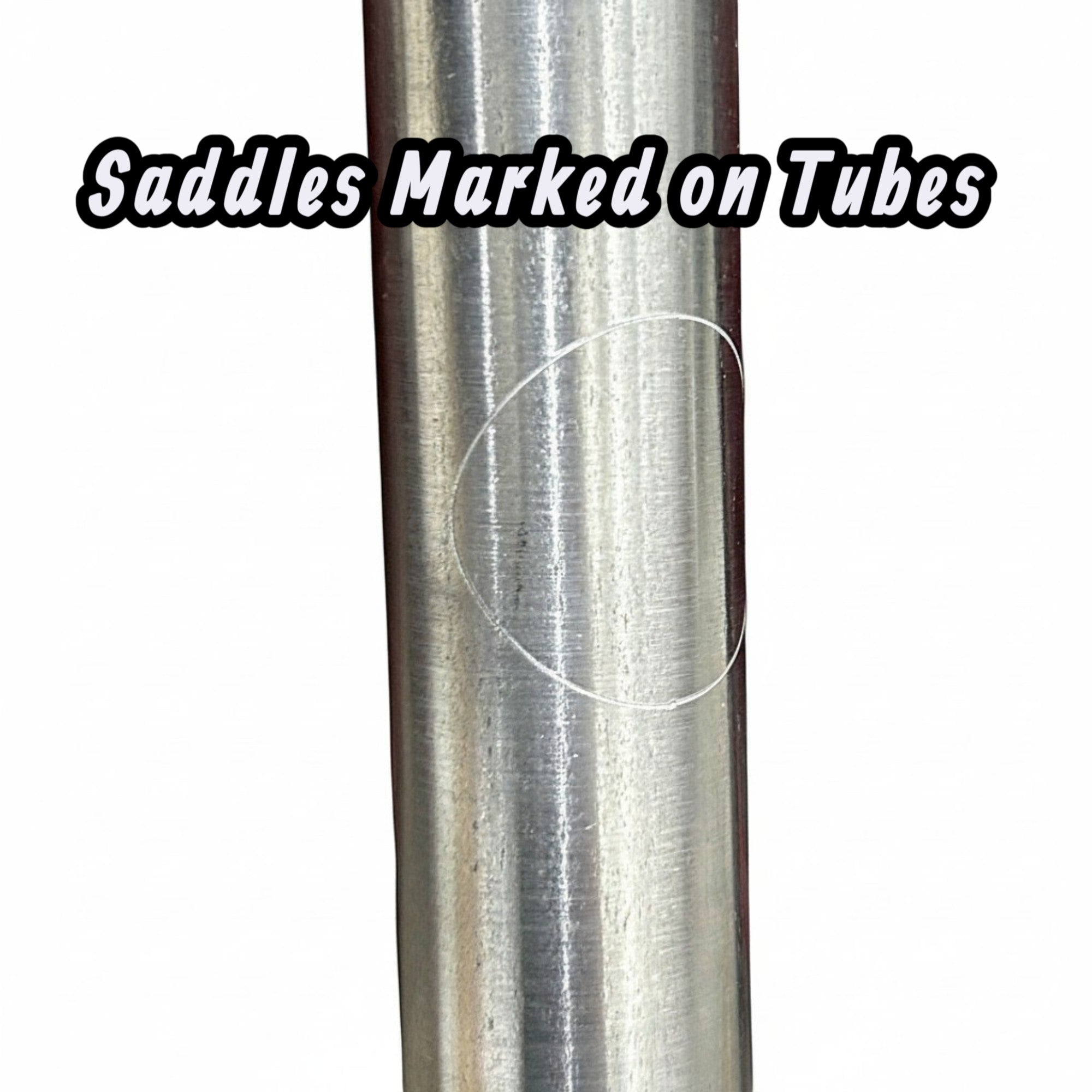 Henderson Race Shop Store 4130 chromoly roll cage tube with laser-etched saddle mark for precise assembly alignment