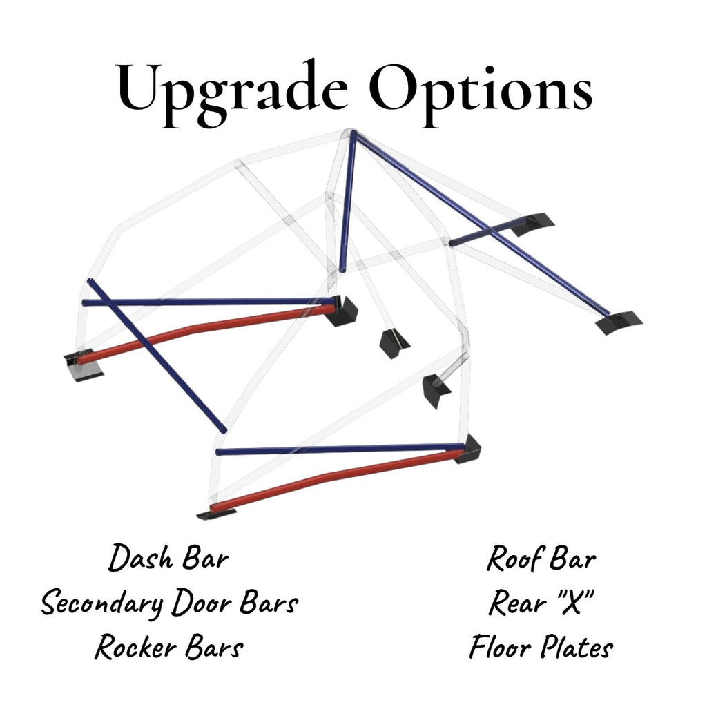 Henderson Race Shop Store 8.50 roll cage upgrade options diagram for Plymouth Duster and Dodge Demon chassis