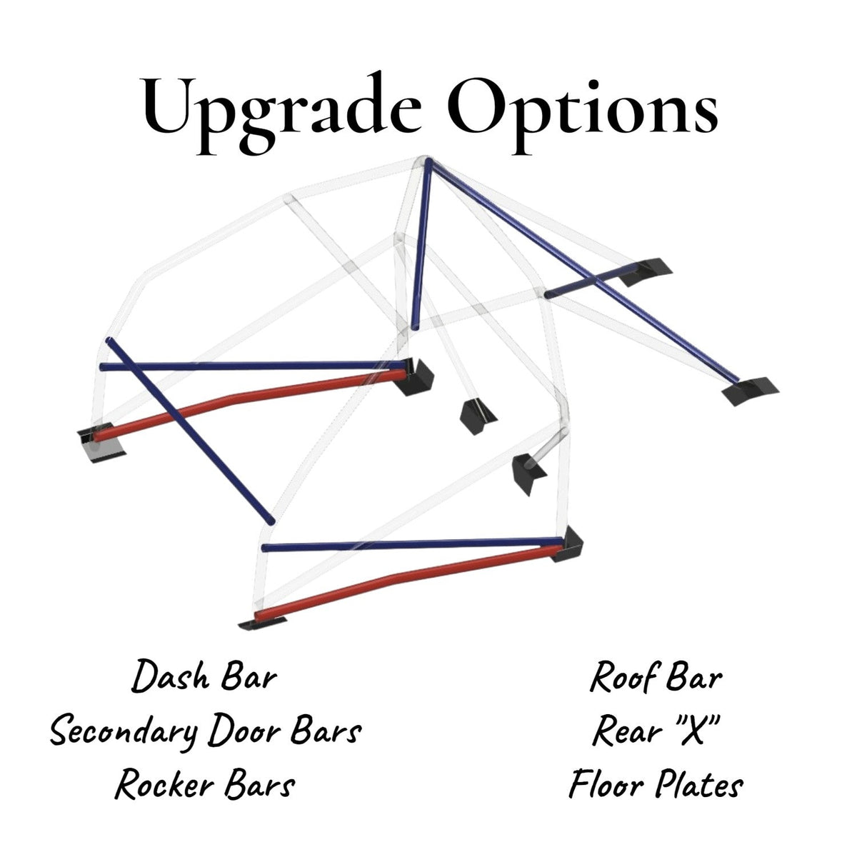 Henderson Race Shop Store 8.50 roll cage upgrade options diagram for Plymouth Duster and Dodge Demon chassis