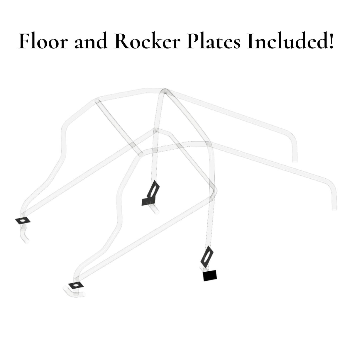 Henderson Race Shop Store 8.50 roll cage kit for 2nd Gen S10 with floor and rocker plates shown in a CAD diagram.