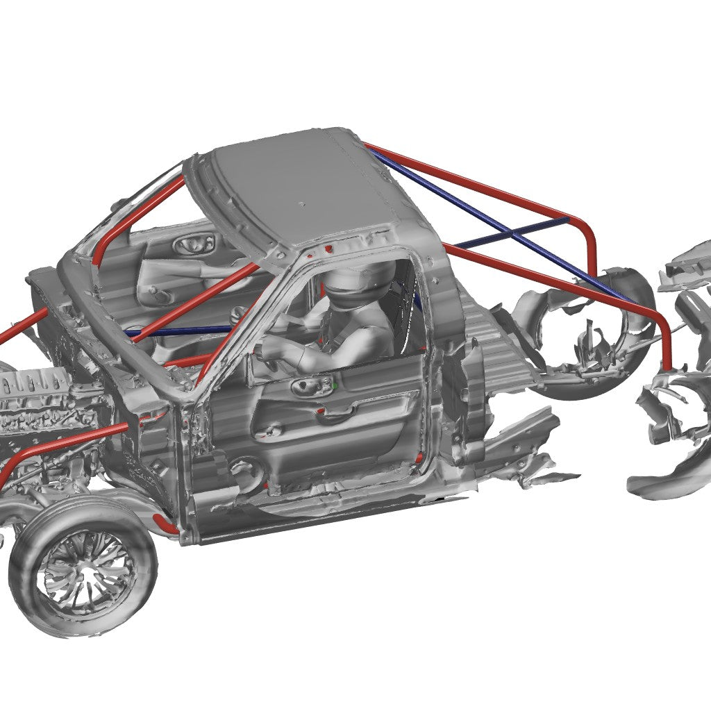 Henderson Race Shop Store 8.50 chromoly roll cage kit for 1994-2004 S10 shown in a 3D CAD design model