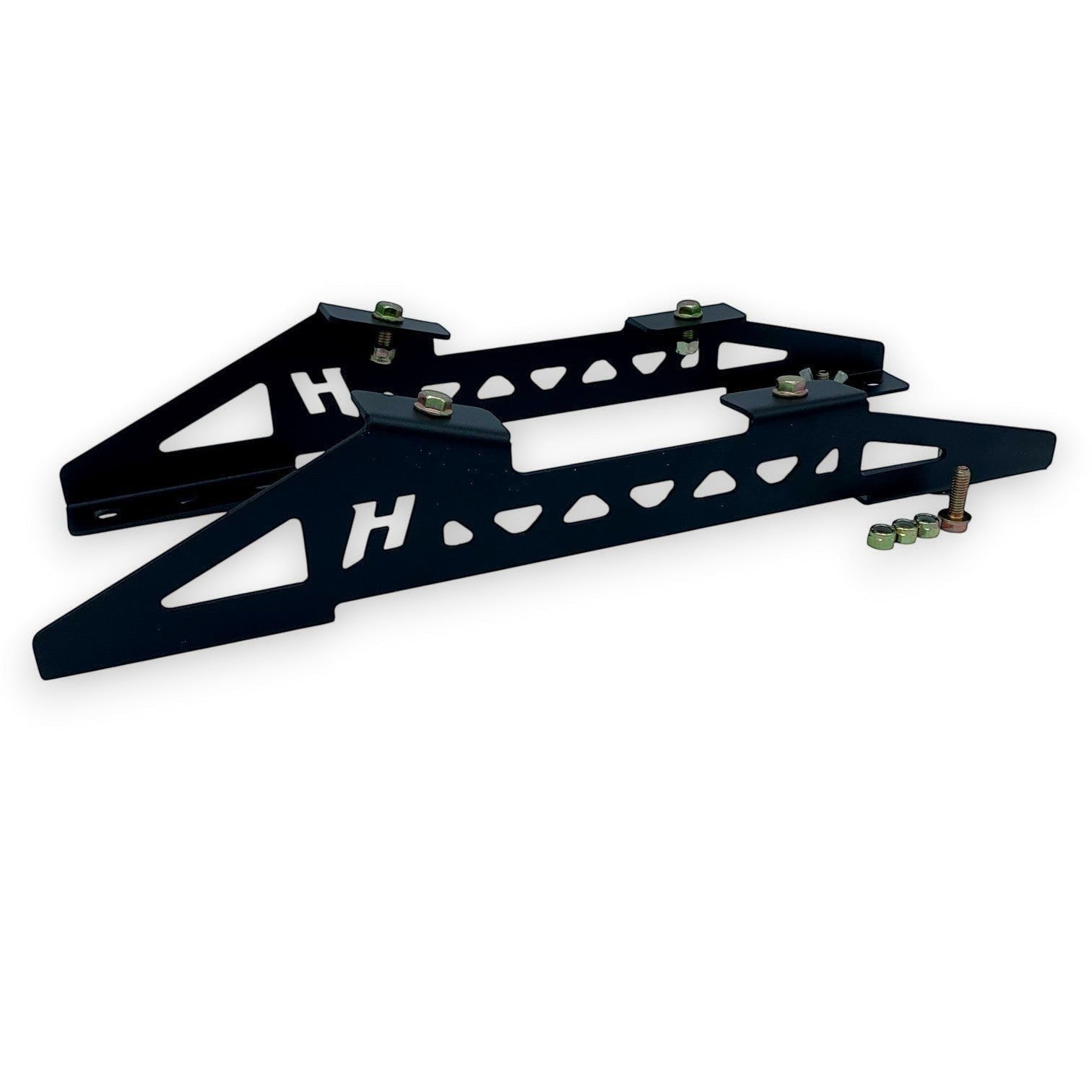 Henderson Race Shop Store black powder-coated steel seat mount brackets for Kirkey 38 and 55 series seats in GM A-Body