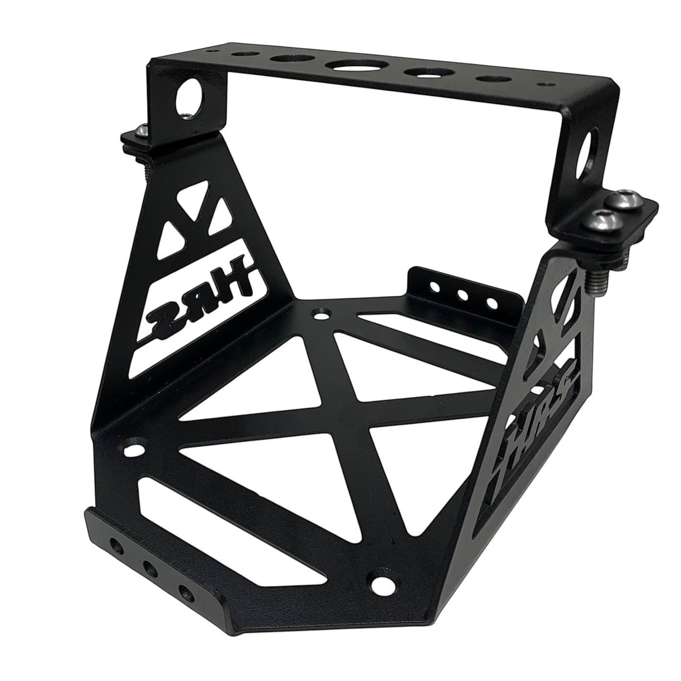 Henderson Race Shop Store black powder-coated steel battery box with CNC cutouts for secure race car battery mounting