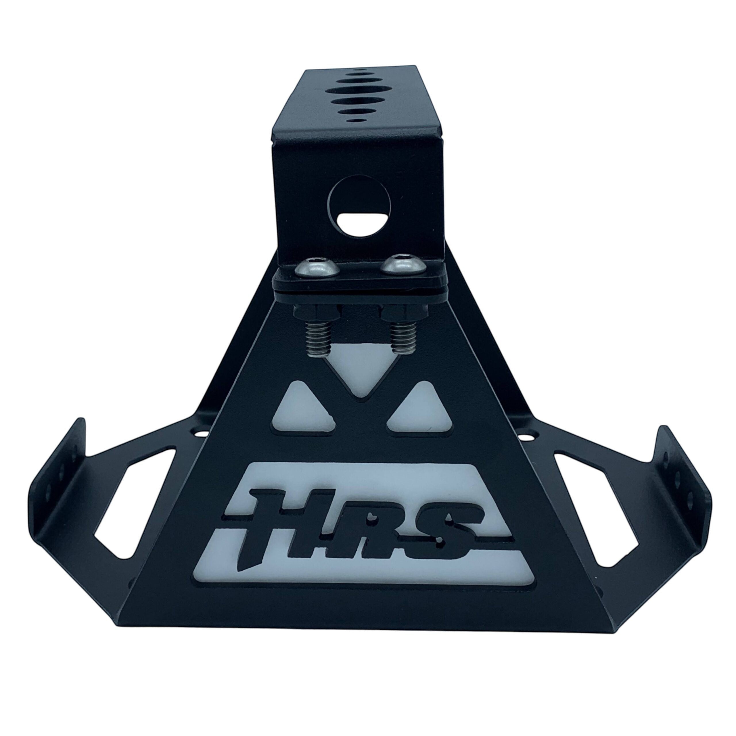 Henderson Race Shop Store black powder-coated steel battery box with HRS logo for secure automotive battery mounting