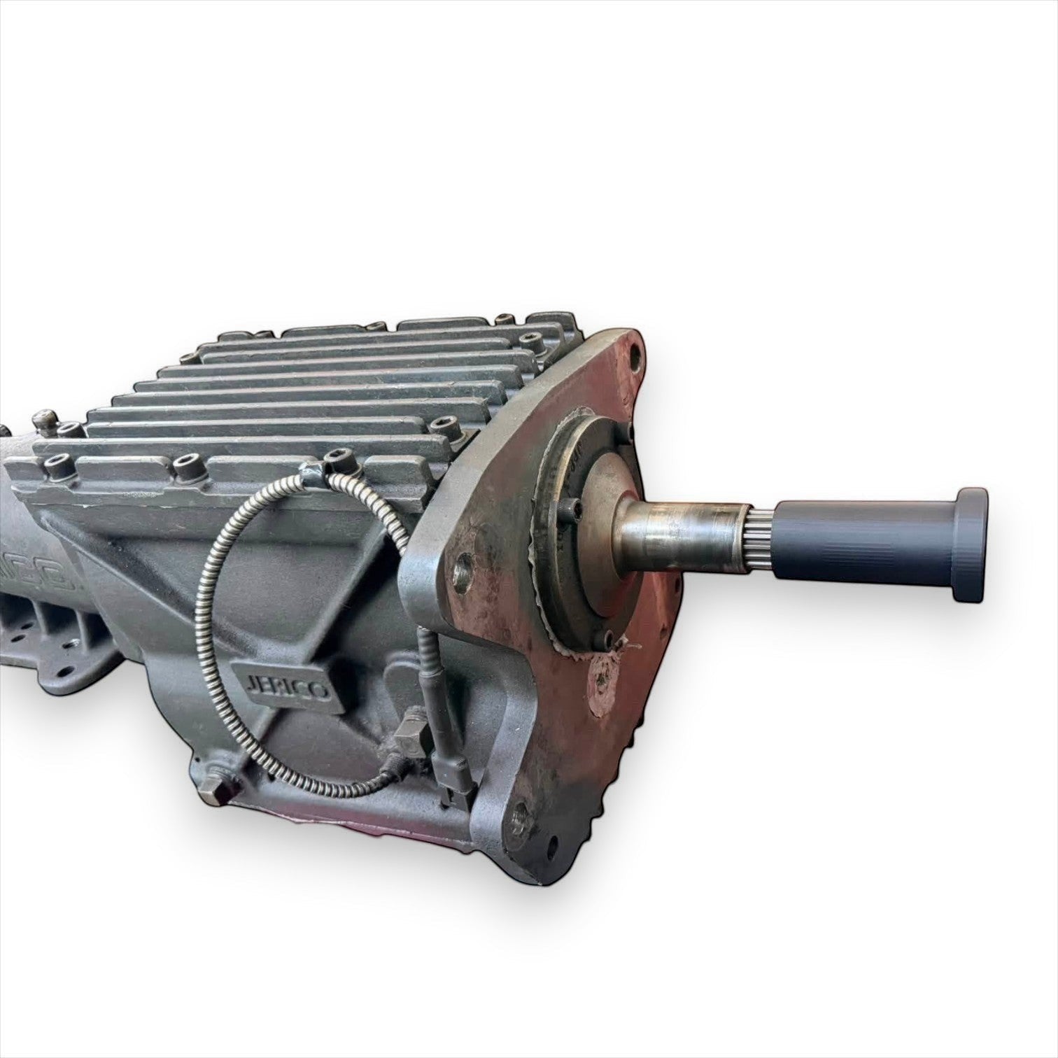 Henderson Race Shop Store transmission input shaft alignment tool attached to a Jerico racing gearbox for precision.